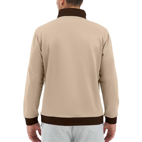 Mens Quarter Zip Pullover Quilted Sweatshirt Long Sleeve Mock Neck Sweater Polo Half Zip Pullover with Pocket3