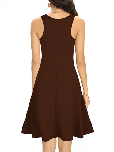 Image of Missufe Women's Sleeveless Racerback Flared Casual Plain Tank Dress