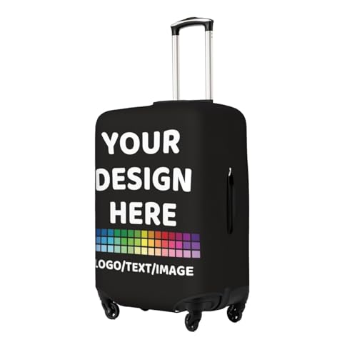 Custom Luggage Cover Personalized Suitcase Covers For Luggage With Photo Text Scratch Resistant Suitcase Cover For Travel Business，Black，Medium2