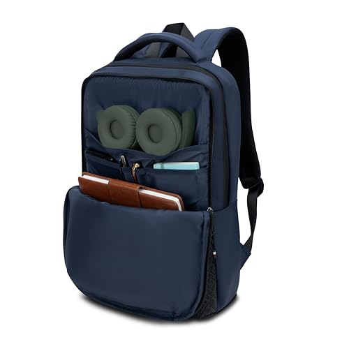 Image of Tommy Hilfiger Unisex Laptop Backpack LUMO | Twill & PU Dual-Material Design with WR Zippers | Trolley Sleeve | Backpack for Office, Work and College