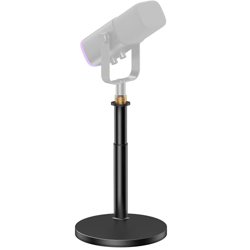 InnoGear Desktop Microphone Stand, Telescopic Table Mic Stand for Desk Adjustable with Mic Clip 5/8' to 3/8' Screw for Blue Yeti HyperX QuadCast SoloCast Snowball Fifine Shure SM7B and Other Mic