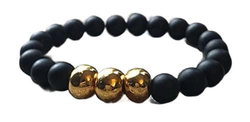 Bracelet porte-bonheur LKBEADS en onyx noir mat 10mm, cadeau mixte de protection