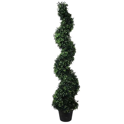 Leaf Arbre Artificiel en Forme de Tour topiaire en Spirale avec Dessus en métal, 120 cm, buis Naturel, 120 cm