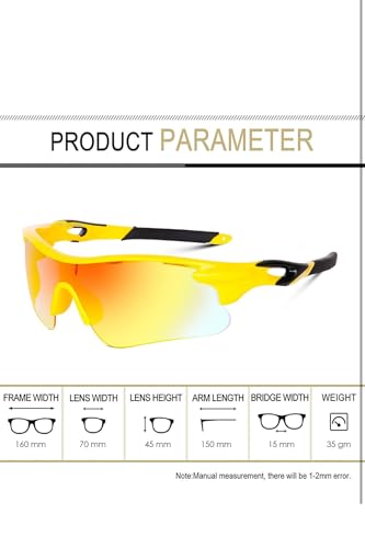 Image of Sports Sunglasses for Men & Women | UV400 Protective Shield Lens | Lightweight Cycling, Running, Driving, Cricket, Fishing & Outdoor Wraparound Sunglasses