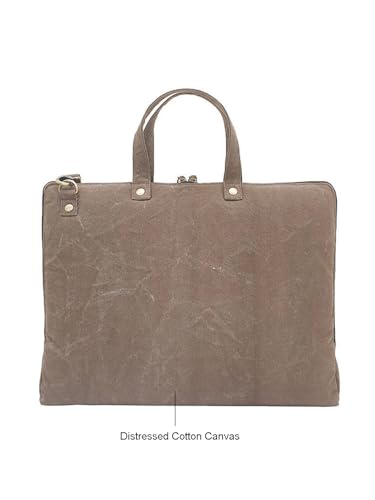 Image of The House of tara Brown Canvas Laptop MacBook Messenger Bag for Men and Women | Formal Business Slim Crossbody Sling Bag for College Purpose | Laptop Upto 15.6 Inch | Handbags with Shoulder Straps
