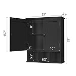 TaoHFE Black Bathroom Over The Toilet Storage Cabinet,Wall Medicine Cabinet Organizer with 2 Door Adjustable Shelves,Wooden Modern Bathroom Shelves Wall Mounted Laundry Room - Image 2