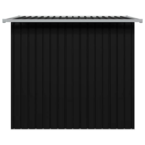 Metall Gerätehaus mit Pultdach, Lüftungsschlitzen & Schiebetür, 190 x 124 x 181 cm Anthrazit Geräteschuppen Gartenhaus… – Bild 6