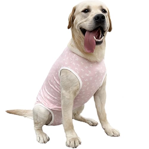 Image of Recovery Suit Post Surgery for Large Medium Dog, Spay Recovery Suit for Male and Female Dogs, Post Surgery Dog Onesie, Substitute E-Collar & Cone (Pink-4XL)