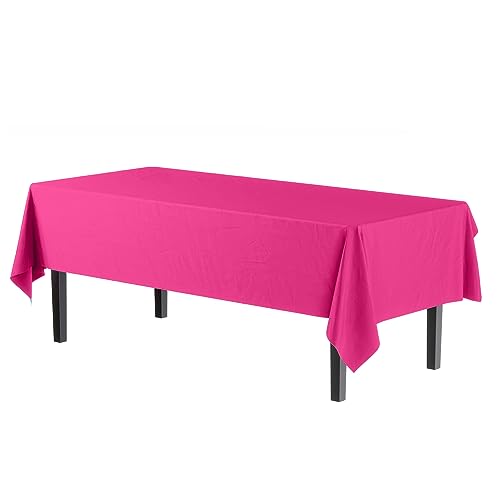Image of Party Solids Cerise Rectangular Plastic Tablecloth - 54x108 Inch, Pack Of 24