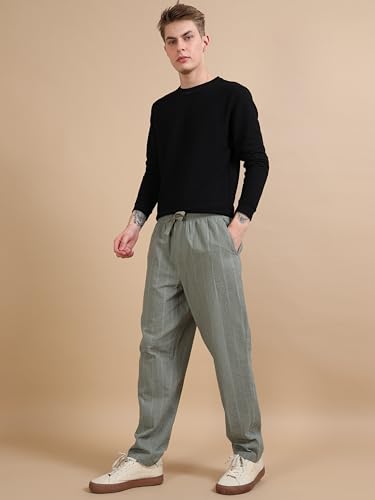 Image of StitchX Men's Airport Look Textured Seersucker Cotton Jogger Trousers S-4XL