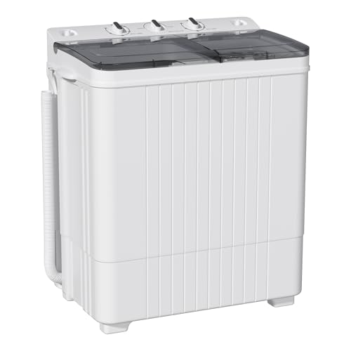 Image of INTERGREAT Portable Washing Machine, 28lbs Compact Twin Tub Washer (18lbs) and Dryer (10lbs) Combo with Timer Knobs, Mini Laundry Washer for Apartments, Dorm, RV, Camping, Gray