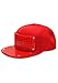 Red Building Block Snapback Hat | Flat Bill Baseball Cap with Curved Brick Base Panel on Bill and Crown Standard