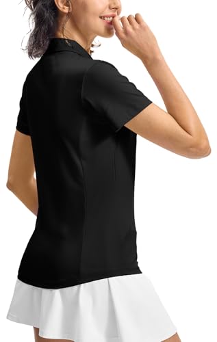 Rdruko Women's Golf Shirts Short Sleeve Dry Fit Polo Tennis V Neck Collared Athletic Shirts3