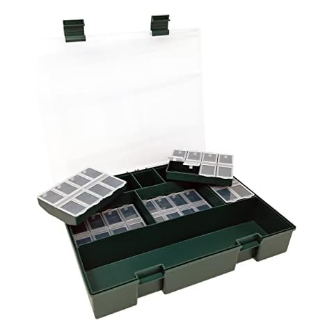 CARP ON - Fishing System Tackle Box 10 Sectioned Specialist Terminal Storage Solution - 29 x 5 x 23 cm - With 6 Multi Boxes - Ideal for for Specimen Carp and Predatory Fishing [19-0402] Cover