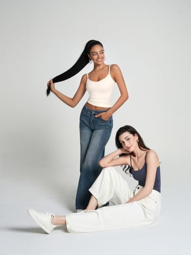 Image of 2 Pack Womens Cami Tank Scoop Neck Spaghetti Strap Tank Tops Basic Tight Camisole Shirts