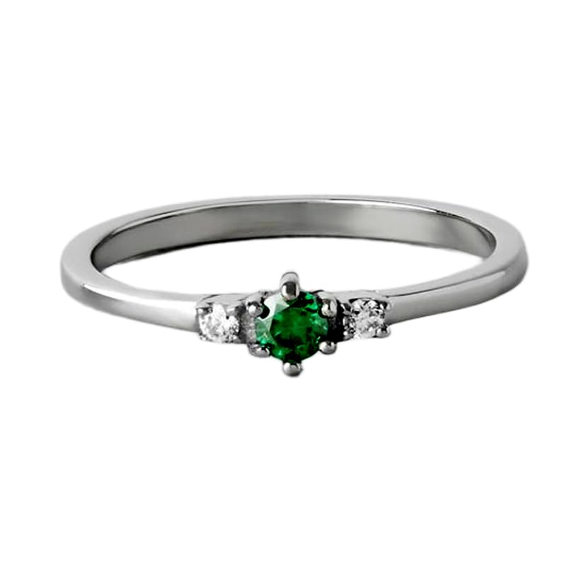 Bague moissanite verte naturelle argent 925 anneau serti diamant femme chic