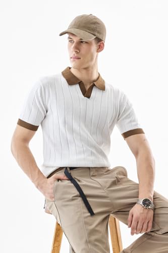 SNITCH Men's Textured Knit Polo T-Shirt - Image 7