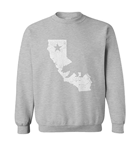 Tcombo Cali State Map - California Bear Flag Toddler Fleece Crewneck Sweater