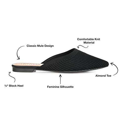 Image of Journee Flat Knit Mules for Women - Closed Pointed Toe Slip-On Shoe - Comfortable Aniee Slide