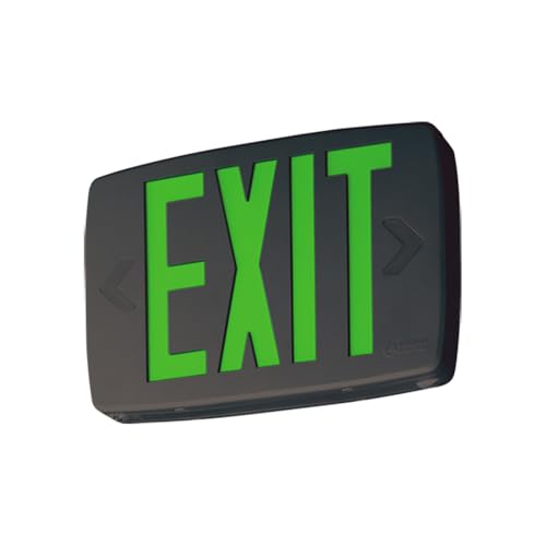 Image of Lithonia Lighting LQM S 3 G 120 /277 EL N M6 1W LED Exit Sign Only, Green Black Housing