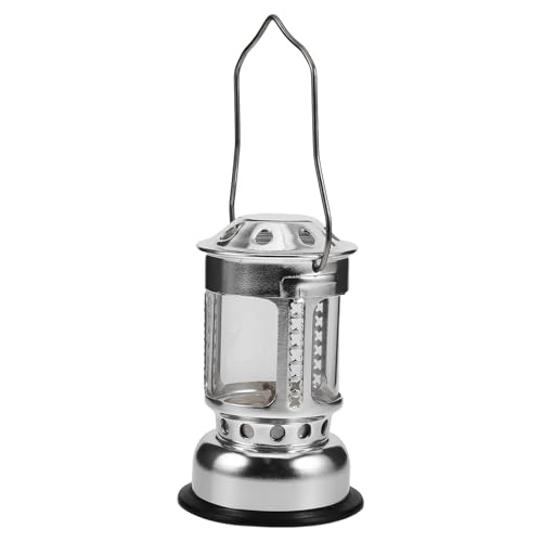 SHERCHPRY Farol de Vela para Camping y Pesca Nocturna Ligero Farol de Aleación de Aluminio Plateado con Base Linterna de Camping al Aire Libre con Luz de Vela para Actividades Nocturnas