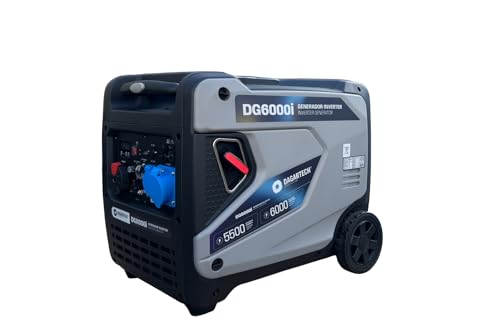 DAGARTECH - Generador Inverter DG6000i a Gasolina 230V 5,5 kW Continuos 6 kW Máx con Arranque Eléctrico, Bajo Consumo, PowerPulse y Kit Transporte