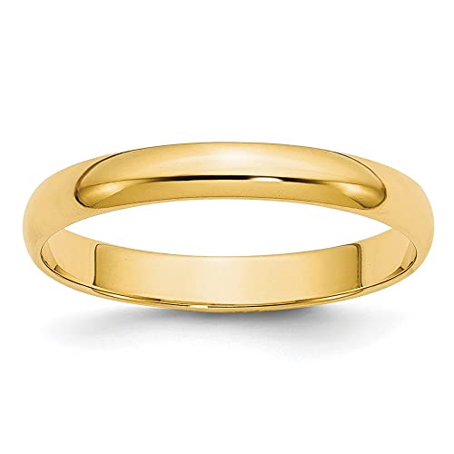 Women's 10K or 14K White or Yellow Gold 3mm Traditional Fit Plain Wedding Ring (Size 4-10)3