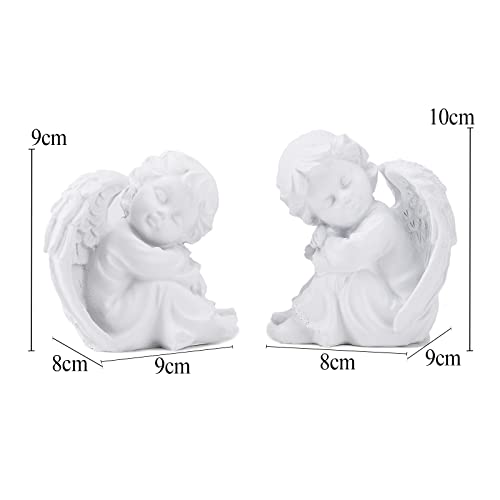 STCREE 2 PCS Resin White Sleeping Angle Statues Cherub Wings Baby Angel Figurine Attract Lucky Photographic Decoration Home Desk Decor TQGJST163 - Image 2
