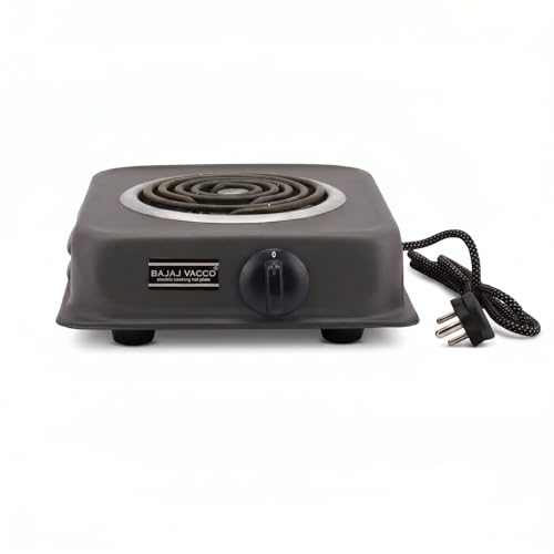 Image of BAJAJ VACCO Coil Hot Plate, 2000-Watt Electric Cooktop, Coil Stove, Cooking Heater, Black, HP-06 New