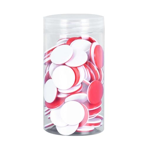 100 Pieces Math Counters for Kids Two Color Counters with Storage Bucket Bingo Chip Learning Counters for Party Children, Red White