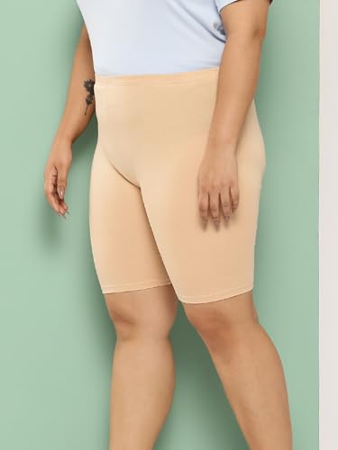 Image of LEADING LADY Women's Solid Cotton Mid Rise Shorts | Skinny fit Short for Workout, Yoga, Gym & Running Shorties (Pack of 3)