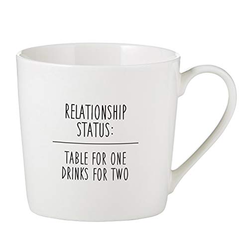 SB Design Studio SIPS Bone China Cafe Mug/Coffee Cup, 14-Ounce, Relationship Status
