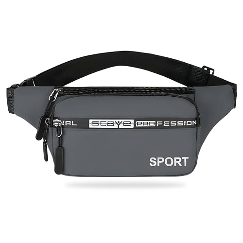 Image of Kraptick Premium Unisex Waist Bag for Men and Women - Stylish Fanny Pack, Hip Bag, Travel Money Belt (Grey)