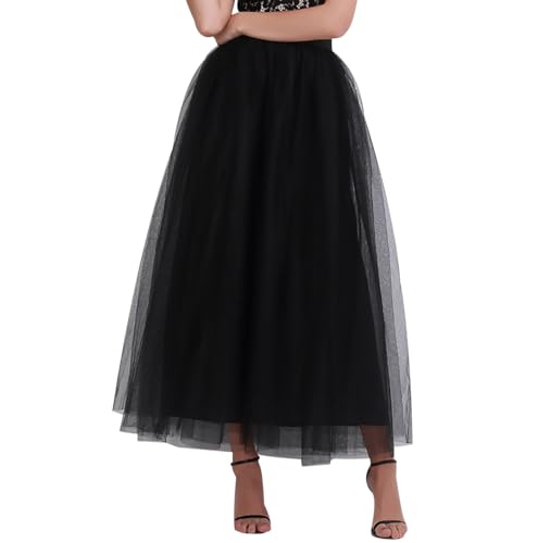Falda Tul Larga Mujer Tutu Adulto Falda Tutu Mujer Tulle Skirt Women Faldas Tul Mujer Petticoat Fiesta Tutús Falda de Tul Mujer Faldas Tutu Mujer Elegante Tutu Adulta Abultada Carnaval Negro