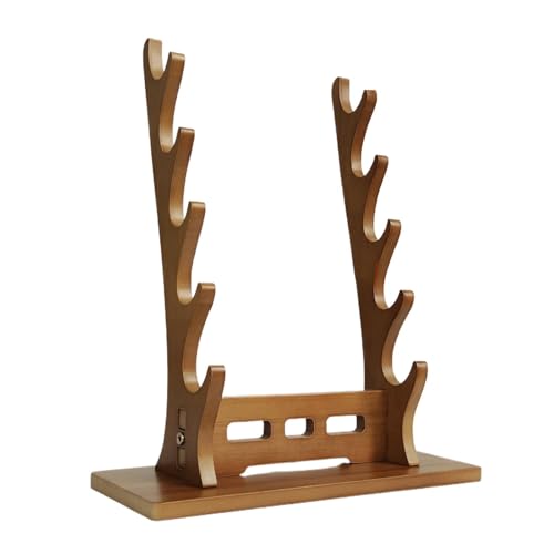 Desktop Flute Stand - Wood Flute Stand | 5-Tier Scabbard Rack | 14.57 inches Elegant Tabletop Holder, Flute Organizer for Living Room, Shop, Exhibition Hall