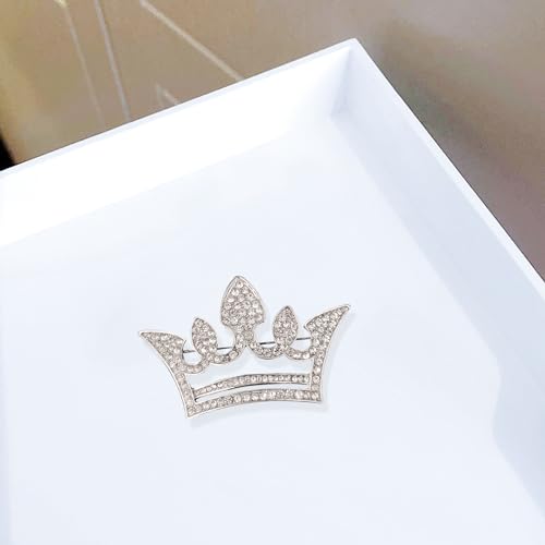 Image of YUNXI King Queen Royal Crown Brooch For Women Men Fashion Gold Silver Rhinestones Crystal Brooches Pin Wedding Party Banquet Birthday