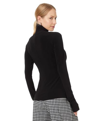 Norma Kamali womens Slim Fit Long Sleeve Turtle Top Short2