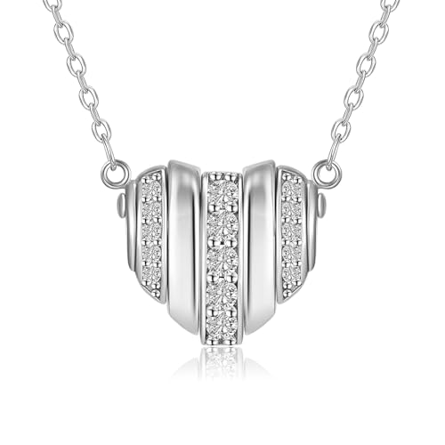 925 Silver Heart Necklace with cubic zirconia for Women, Anniversary Birthday Gifts for Wife, Girlfriend, Mom (18''+2
