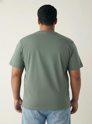 Image of Men Plus Size Printed Cotton Tee Regular Fit Round Neck Half Sleeve T-Shirt