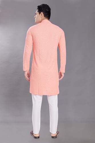Image of DIVISIVE Men's Sequince Embroidered Cotton Blend Only Slim Fit Kurta