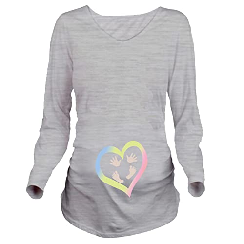 Q.KIM Camiseta Divertido Estampada de Sin Mangas/Manga Corta/Manga Larga premamá para Mujer Embarazo Lactancia T-Shirt Cover