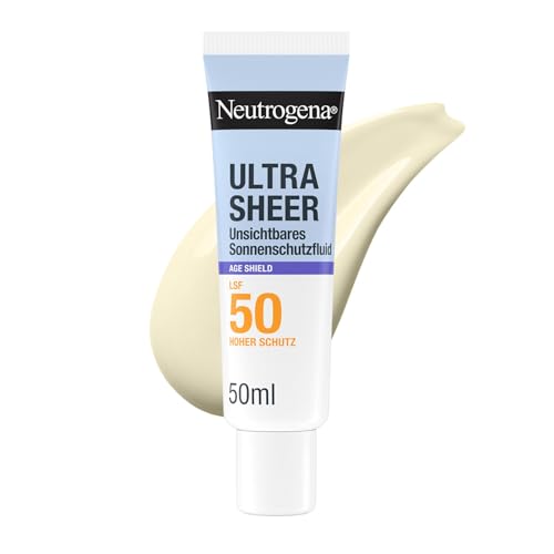 Neutrogena Ultra Sheer Age Shield Sonnenschutzfluid LSF50 (50ml) unsichtbarer UV-Schutz mit Helioplex SL Niacinamide & NeoGlucosamine Anti-Aging reduziert Pigmentflecken beugt Falten vor