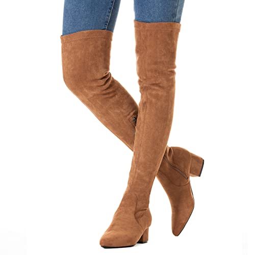 N.N.G NNGBOOTSA42 Women Over The Knee Boots Brown Size 8 Low Heel Winter Suede Thigh High Block Chunky Otk Long Comfort Ladies thumb #1