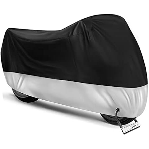 Motorcycle Cover,Motorbike Cover All Season Universal Weather Waterproof Sun Outdoor Protection with Lock-Holes & Storage Bag,XXL Motorcycles Vehicle Cover Cover