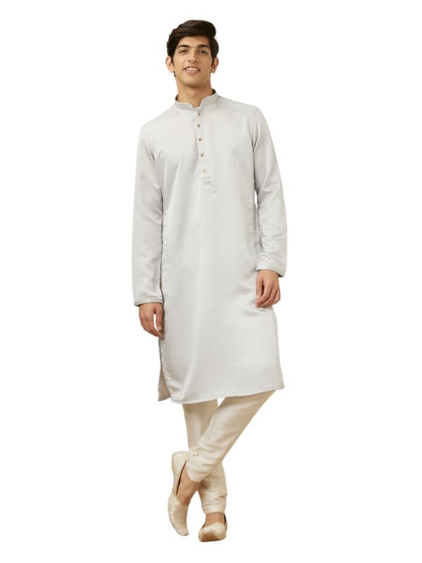 Kurta pyjama homme Manyavar blanc ensemble de fête traditionnelle taille XXL