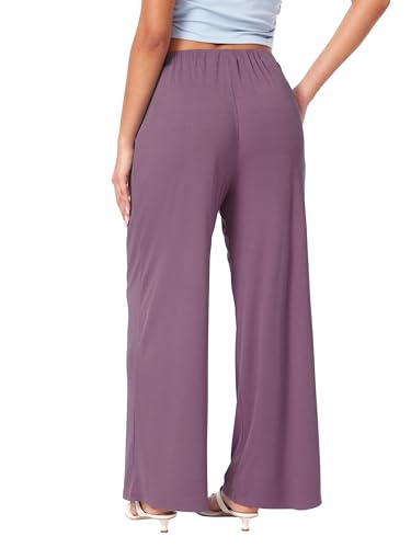 Image of CIDER Palazzo Pants for Women Wide Leg Flowy Pants with Pockets Elastic Mid Waist Summer Beach Vacation Outfits Lightweight