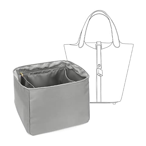 LEXSION Silky Handbag Organizer Fits Picotin 18/22 Bags,Purse Organizer Insert Luxury Zipper Purse Tote Bag Shapers 8038 Light Grey M Cover