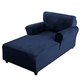 Luxuriöser Samt-Bezug für Doppelarmlehne, moderner Schonbezug für Sofa und Lounge, weicher Innenschutz für Liege und Chaiselongue, marineblaues Dekor