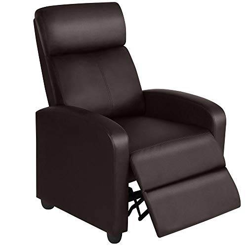 YAHEETECH Recliner Chair PU Leather Recliner Sofa Adjustable Modern Single Reclining Seating Upholstered