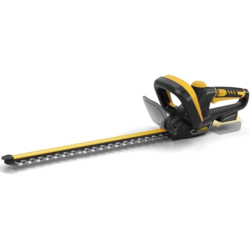IEBUDA Hedge Trimmer for Dewalt 20V Battery, Cordless Hedge Trimmer with 22'' Dual-Action Blade, 1600RPM, 3/5'' Cutting Width, Rotating Handle & Dual Switch Design (Battery Not Included) (Yellow)